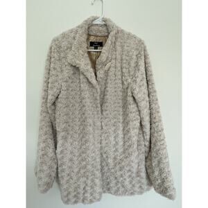 Dennis Basso Faux Fur Coat Women's Luxury Size M Mid Length Hook and Eye Closure